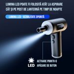 Electronice si Electrocasnice - Ingrijirea locuintei - Aspiratoare - Set aspirator portabil cu suflanta aer, reincarcabil USB, 6000mAh, afisaj LED, 3 viteze, 9x capete adaptoare - Infinity.ro