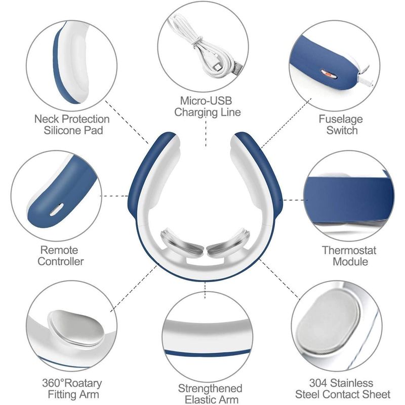 Ingrijire personala si Cosmetice - Sanatate si wellness - Articole wellness - Aparate si dispozitive de masaj - Aparat masaj cervical cu impulsuri electromagnetice, cu incalzire, portabil, 3 moduri de masaj - Infinity.ro