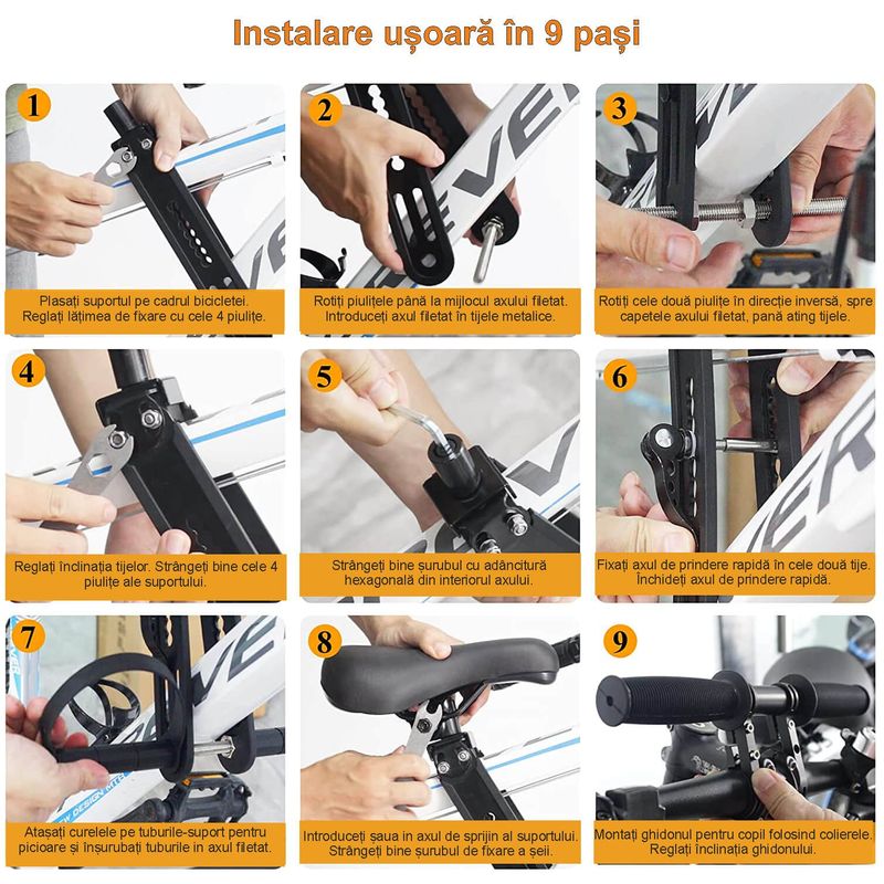Sport si Outdoor - Ciclism - Accesorii pentru biciclete - Scaune copii pentru biciclete - Scaun copil bicicleta fata, cu montaj pe cadru, 2-5 ani, capacitate 32 kg, sa de copil bicicleta cu suport picioare - Infinity.ro