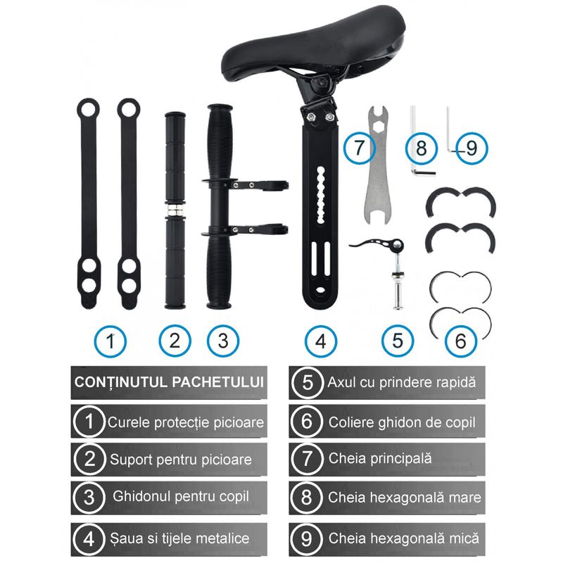 Sport si Outdoor - Ciclism - Accesorii pentru biciclete - Scaune copii pentru biciclete - Scaun copil bicicleta fata, cu montaj pe cadru, 2-5 ani, capacitate 32 kg, sa de copil bicicleta cu suport picioare - Infinity.ro