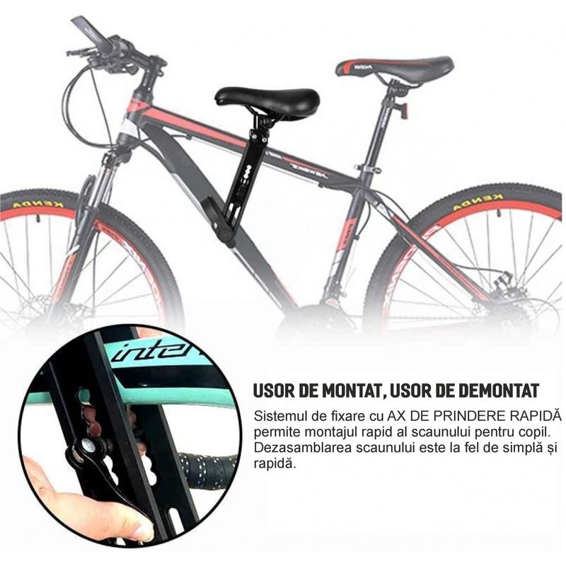 Sport si Outdoor - Ciclism - Accesorii pentru biciclete - Scaune copii pentru biciclete - Scaun copil bicicleta fata, cu montaj pe cadru, 2-5 ani, capacitate 32 kg, sa de copil bicicleta cu suport picioare - Infinity.ro