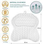 Casa si Gradina - Sanitare - Cazi si cabine de dus - Accesorii cada - Perna baie pentru cada, 6 ventuze, suport cap cada pentru barbati si femei, 3D Mesh, antibacteriana - Infinity.ro