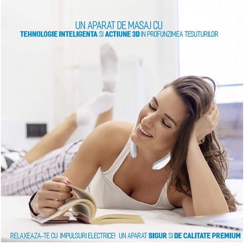 Ingrijire personala si Cosmetice - Sanatate si wellness - Articole wellness - Aparate si dispozitive de masaj - Aparat masaj cervical cu impulsuri electromagnetice, cu incalzire, portabil, 3 moduri de masaj - Infinity.ro