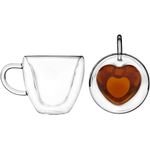 Casa si Gradina - Bucatarie si vesela - Cani si pahare - Cani si cesti - Pahar perete dublu cu maner, forma de inima, 240 ml, set 1 2 4 6, sticla borosilicata premium termorezistenta - Infinity.ro