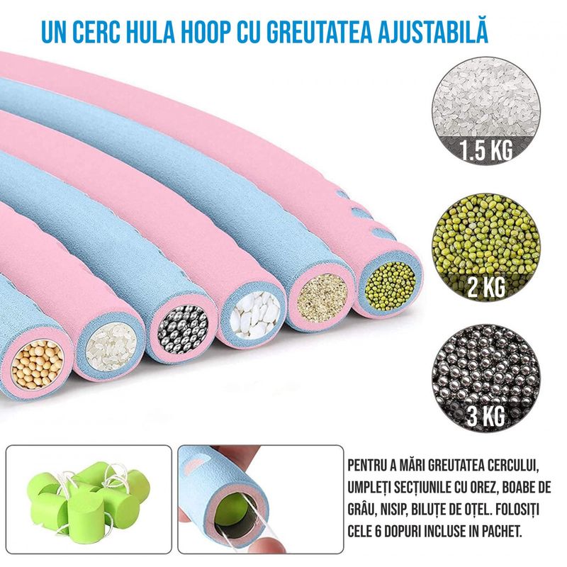 Sport si Outdoor - Accesorii si echipamente sportive - Gimnastica - Set cerc fitness Hula Hoop pentru antrenament gimnastica si slabit, 90 cm, Ideas4Comfort - Infinity.ro