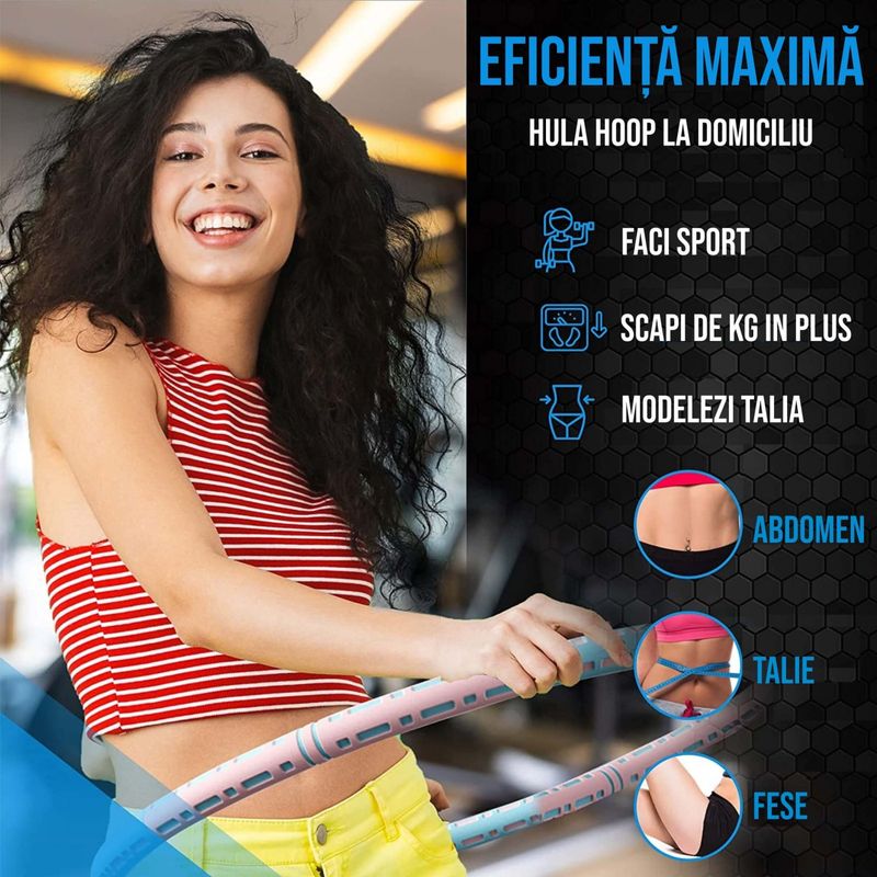 Sport si Outdoor - Accesorii si echipamente sportive - Gimnastica - Set cerc fitness Hula Hoop pentru antrenament gimnastica si slabit, 90 cm, Ideas4Comfort - Infinity.ro