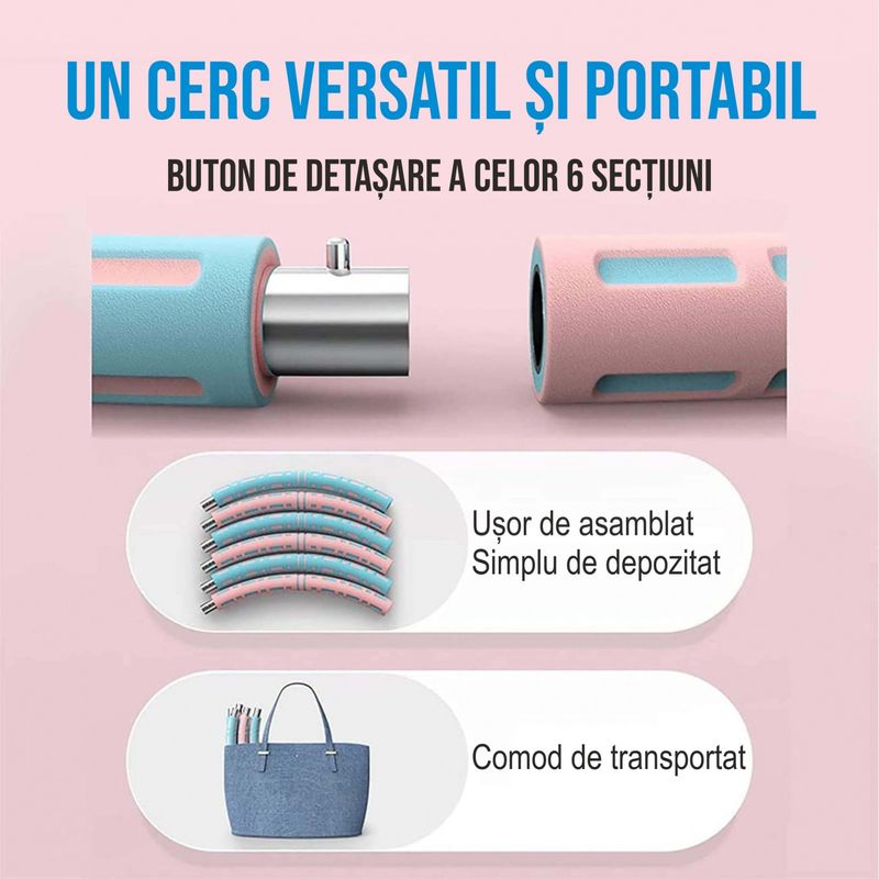 Sport si Outdoor - Accesorii si echipamente sportive - Gimnastica - Set cerc fitness Hula Hoop pentru antrenament gimnastica si slabit, 90 cm, Ideas4Comfort - Infinity.ro