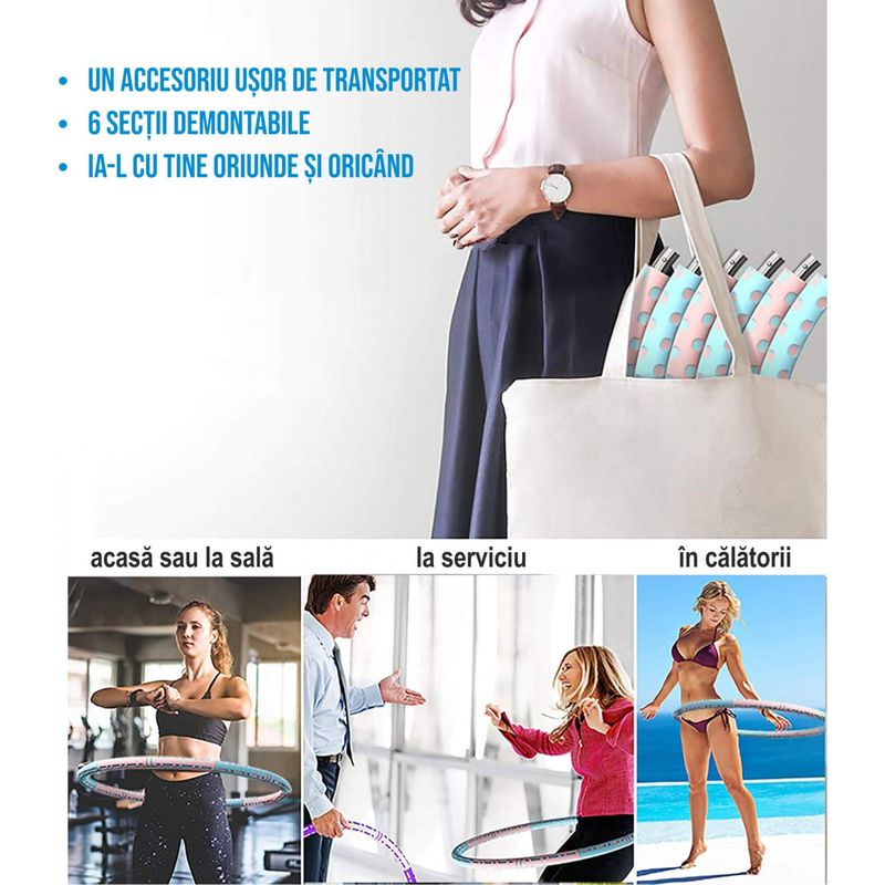 Sport si Outdoor - Accesorii si echipamente sportive - Gimnastica - Set cerc fitness Hula Hoop pentru antrenament gimnastica si slabit, 90 cm, Ideas4Comfort - Infinity.ro