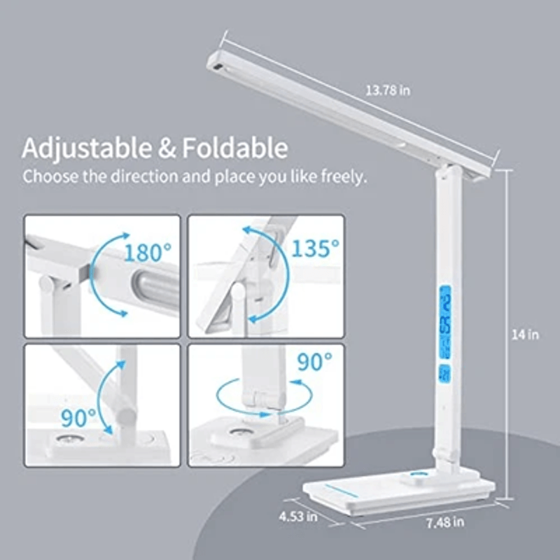 Casa si Gradina - Corpuri si surse de iluminat - Veioze si lampi - Veioze - Lampa de birou cu incarcarcator wireless pentru telefon iOs si Android, afisaj ora, data, temperatura - Infinity.ro