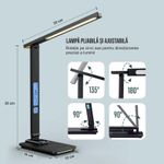 Casa si Gradina - Corpuri si surse de iluminat - Veioze si lampi - Veioze - Lampa de birou cu incarcarcator wireless pentru telefon iOs si Android, afisaj ora, data, temperatura - Infinity.ro