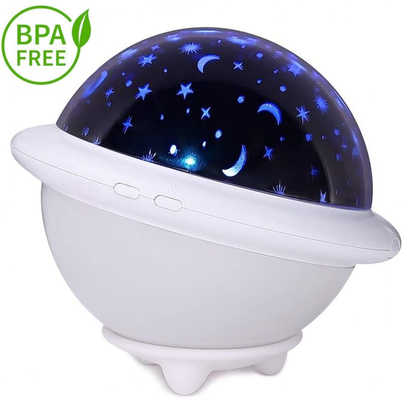 Casa si Gradina - Corpuri si surse de iluminat - Veioze si lampi - Lampi de veghe copii - Lampa de veghe MINI-OZN portabila cu LEDuri pentru copii, cu proiector, lumina 3 culori, reglabila - Infinity.ro