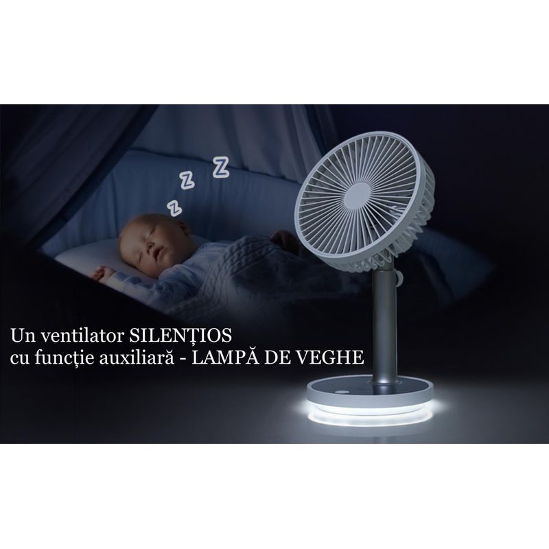 Electronice si Electrocasnice - Climatizare si sisteme de incalzire - Aparate racire aer - Ventilatoare - Ventilator portabil pentru birou, 5 W, acumulator 2000 mAh, brat extensibil, reincarcabil USB, alb Roz - Infinity.ro