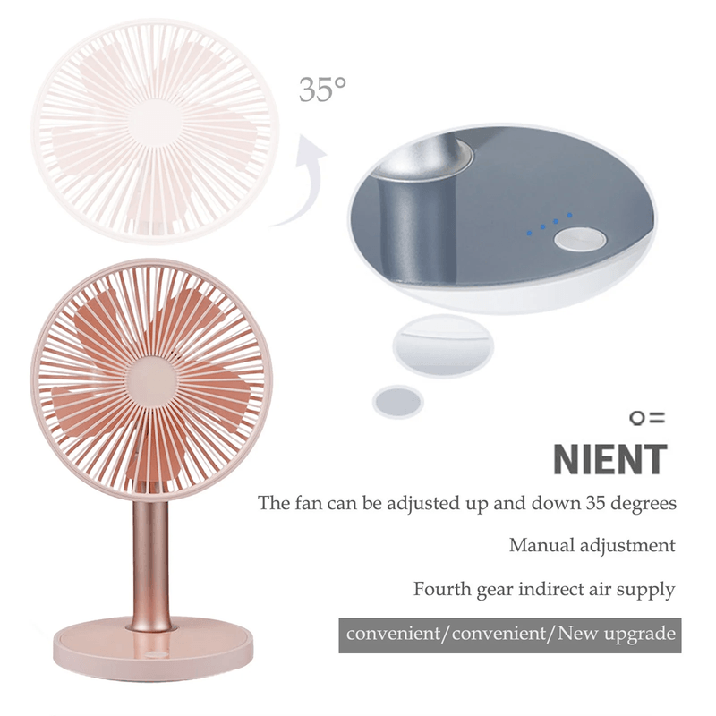Electronice si Electrocasnice - Climatizare si sisteme de incalzire - Aparate racire aer - Ventilatoare - Ventilator portabil pentru birou, 5 W, acumulator 2000 mAh, brat extensibil, reincarcabil USB, alb Roz - Infinity.ro