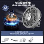 Electronice si Electrocasnice - Climatizare si sisteme de incalzire - Aparate racire aer - Ventilatoare - Ventilator cu carlig-suport portabil, Ideas4Comfort, portabil, telecomanda, reincarcabil USB, acumulatori 10W, 4000mAh - Infinity.ro
