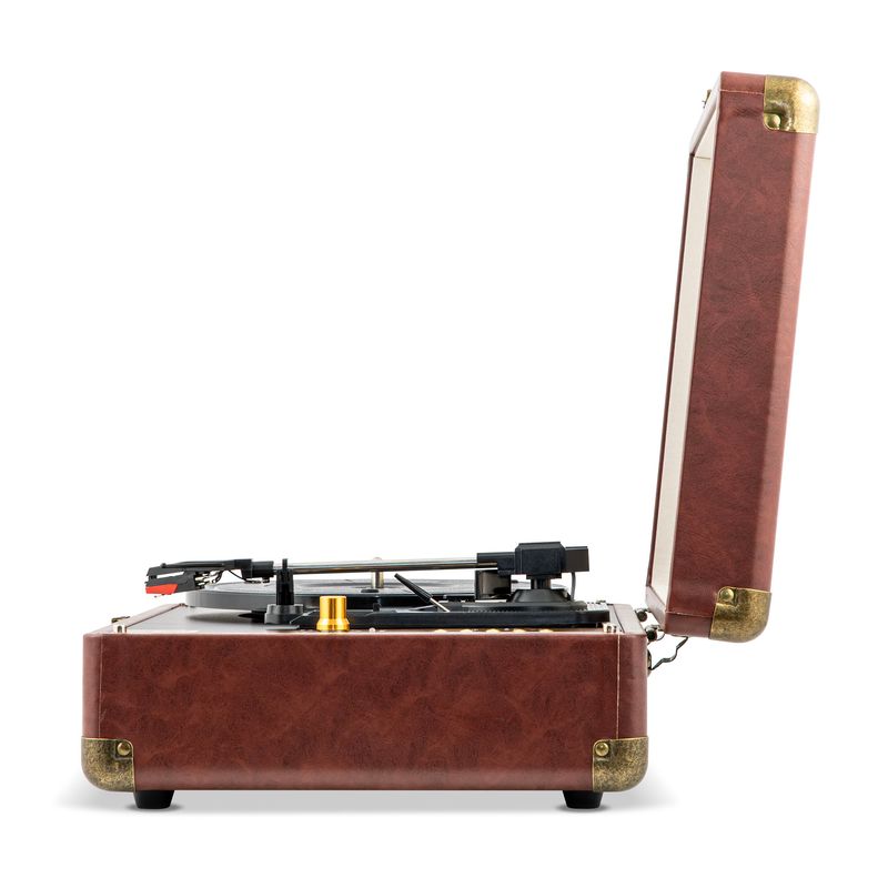 TV, Audio-Video si Foto - Audio Hi-Fi - Pick-Up - Pick-up ELECTROMURES EM 1026 ,cu ac safir si Difuzor Bluetooth 5.0, 3 viteze,Baterie incorporata,Inregistrare USB, Maro - Infinity.ro