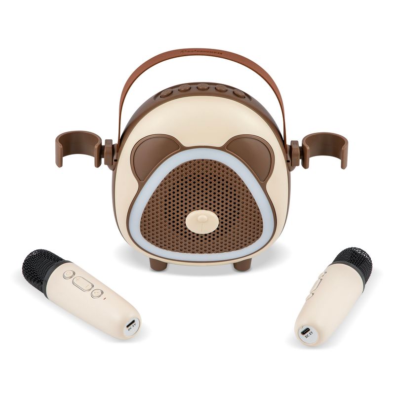 TV, Audio-Video si Foto - Portabile audio - Boxe portabile - Boxa Portabila Karaoke cu Bluetooth pentru copii,Electromures EM 1040 C,Port USB si TF,2 microfoane,6 efecte vocale,Maro - Infinity.ro