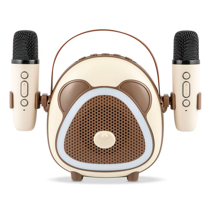 TV, Audio-Video si Foto - Portabile audio - Boxe portabile - Boxa Portabila Karaoke cu Bluetooth pentru copii,Electromures EM 1040 C,Port USB si TF,2 microfoane,6 efecte vocale,Maro - Infinity.ro