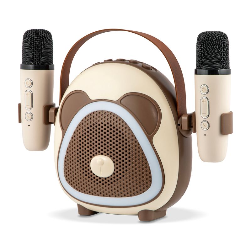 TV, Audio-Video si Foto - Portabile audio - Boxe portabile - Boxa Portabila Karaoke cu Bluetooth pentru copii,Electromures EM 1040 C,Port USB si TF,2 microfoane,6 efecte vocale,Maro - Infinity.ro