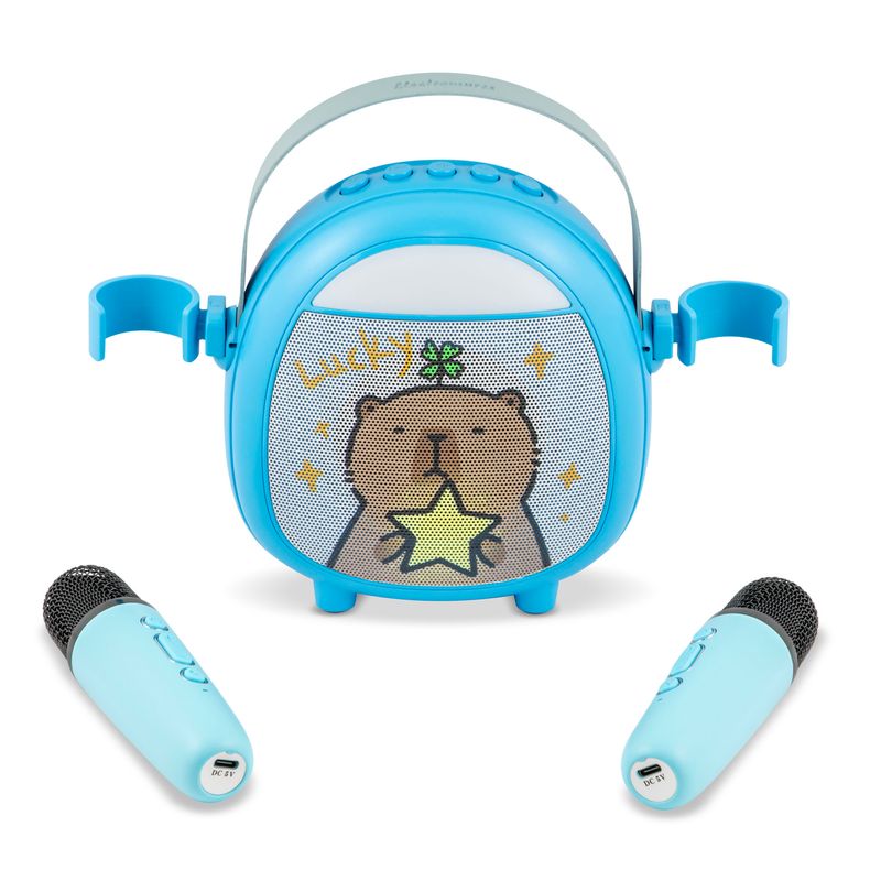 TV, Audio-Video si Foto - Portabile audio - Boxe portabile - Difuzor Karaoke cu Bluethooth pentru copii, Electromures EM 1040 B, Port USB si TF,2 microfoane,6 efecte vocale,Albastru - Infinity.ro