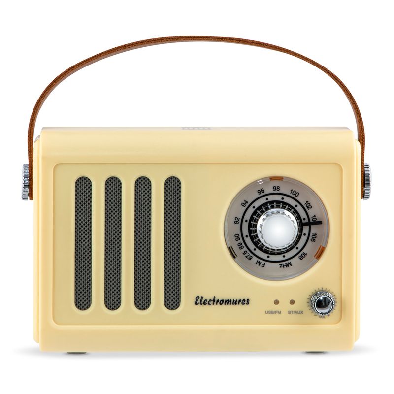 TV, Audio-Video si Foto - Portabile audio - Radio - Radio retro cu Bluetooth Electromures EM 1006, 5V, Baterie 1500 mAh, Autonomie 6 h, Port USB, Yellow - Infinity.ro