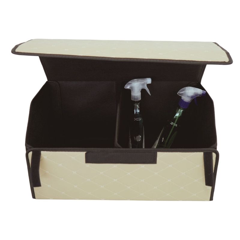 Casa si Gradina - Mobilier - Organizare si depozitare - Cutii depozitare - Cutie de Depozitare Auto, Daemi, Piele Ecologica, Pliabil  si Rezistent la Uzura, Bej Deschis, 55 x 30 x 30cm - Infinity.ro