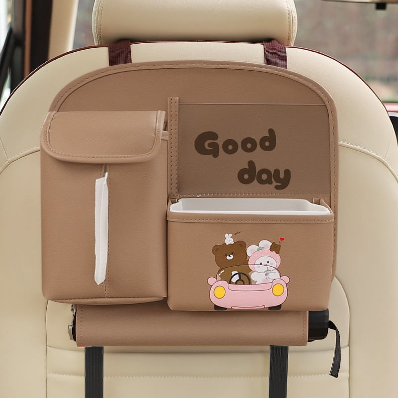 Casa si Gradina - Mobilier - Organizare si depozitare - Cutii depozitare - Geanta Multifunctionala de Depozitare, Daemi, Model Ursuleti, Good Day, Suport Servetele si Telefon, 25x31 cm, Maro - Infinity.ro