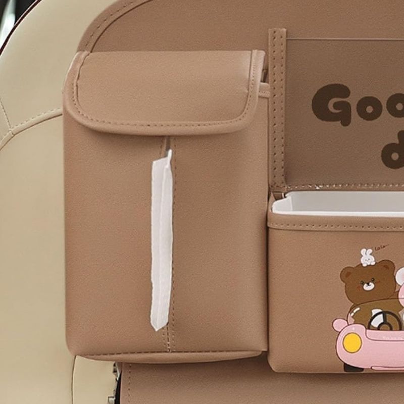 Casa si Gradina - Mobilier - Organizare si depozitare - Cutii depozitare - Geanta Multifunctionala de Depozitare, Daemi, Model Ursuleti, Good Day, Suport Servetele si Telefon, 25x31 cm, Maro - Infinity.ro