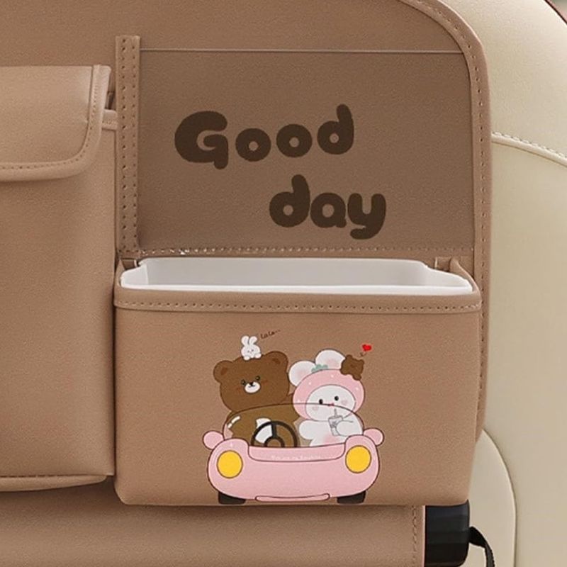 Casa si Gradina - Mobilier - Organizare si depozitare - Cutii depozitare - Geanta Multifunctionala de Depozitare, Daemi, Model Ursuleti, Good Day, Suport Servetele si Telefon, 25x31 cm, Maro - Infinity.ro