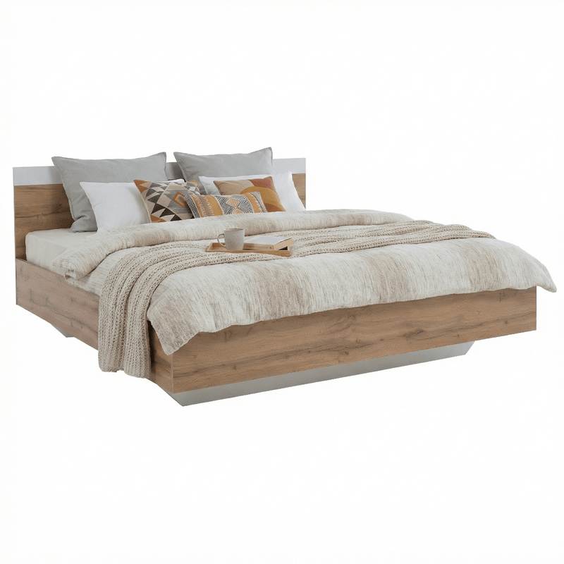 Casa si Gradina - Mobilier - Seturi de mobilier - Seturi dormitor - Set dormitor (pat 180x200 cm), stejar wotan/ alb, GABRIELA NEW - Infinity.ro