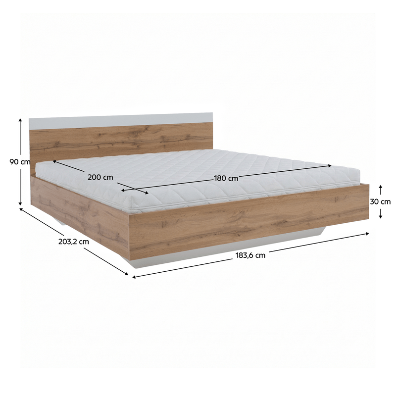 Casa si Gradina - Mobilier - Seturi de mobilier - Seturi dormitor - Set dormitor (pat 180x200 cm), stejar wotan/ alb, GABRIELA NEW - Infinity.ro