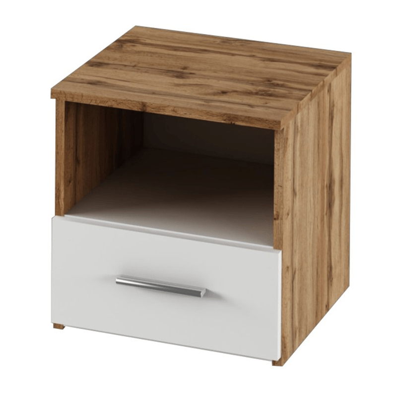Casa si Gradina - Mobilier - Seturi de mobilier - Seturi dormitor - Set dormitor (pat 180x200 cm), stejar wotan/ alb, GABRIELA NEW - Infinity.ro