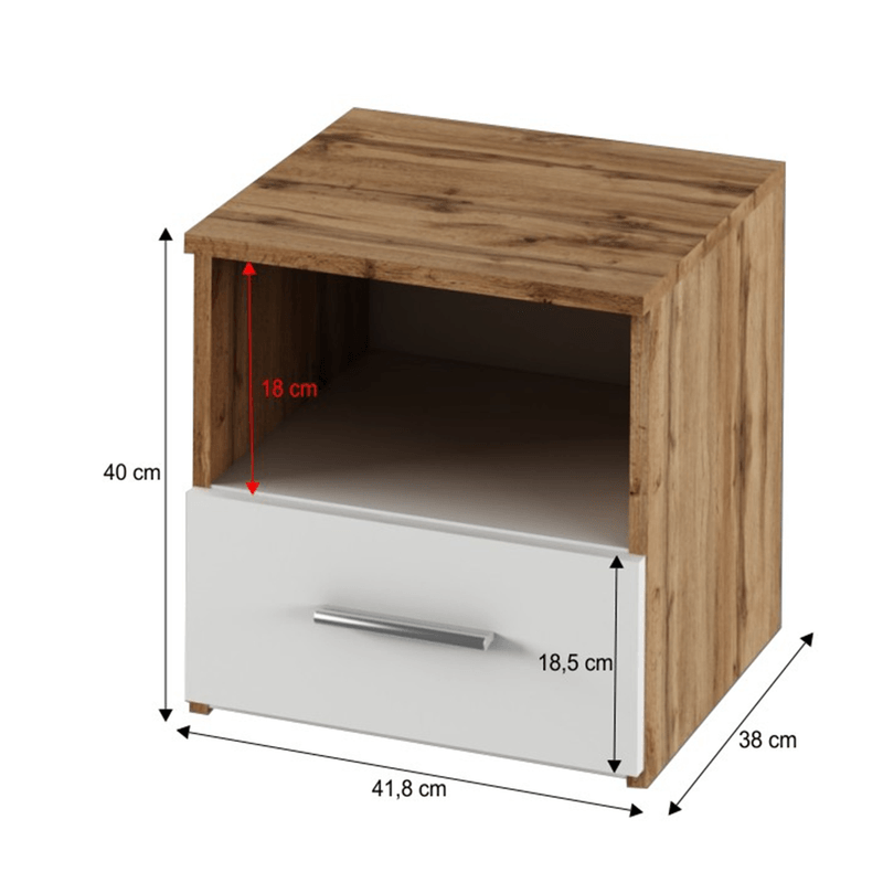 Casa si Gradina - Mobilier - Seturi de mobilier - Seturi dormitor - Set dormitor (pat 180x200 cm), stejar wotan/ alb, GABRIELA NEW - Infinity.ro