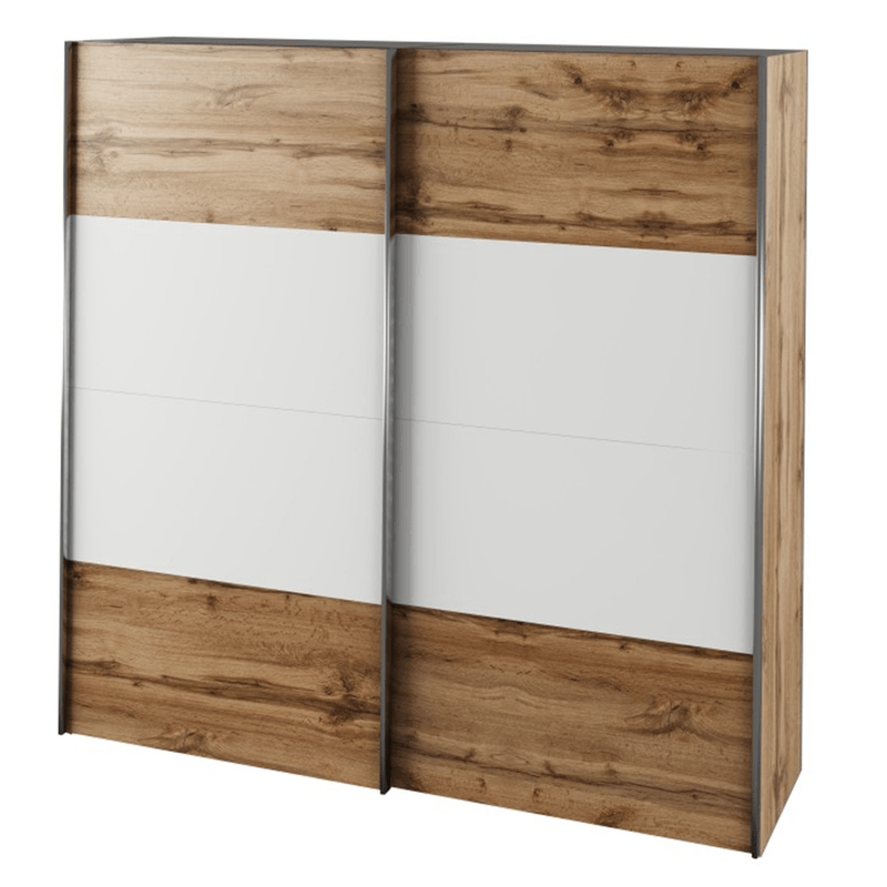 Casa si Gradina - Mobilier - Seturi de mobilier - Seturi dormitor - Set dormitor (pat 180x200 cm), stejar wotan/ alb, GABRIELA NEW - Infinity.ro