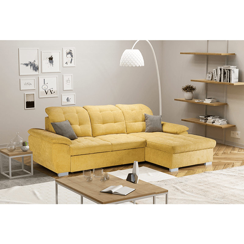 Casa si Gradina - Mobilier - Canapele si coltare - Coltare - Coltar, mustar tesatura, de dreapta, EVANGELIN - Infinity.ro