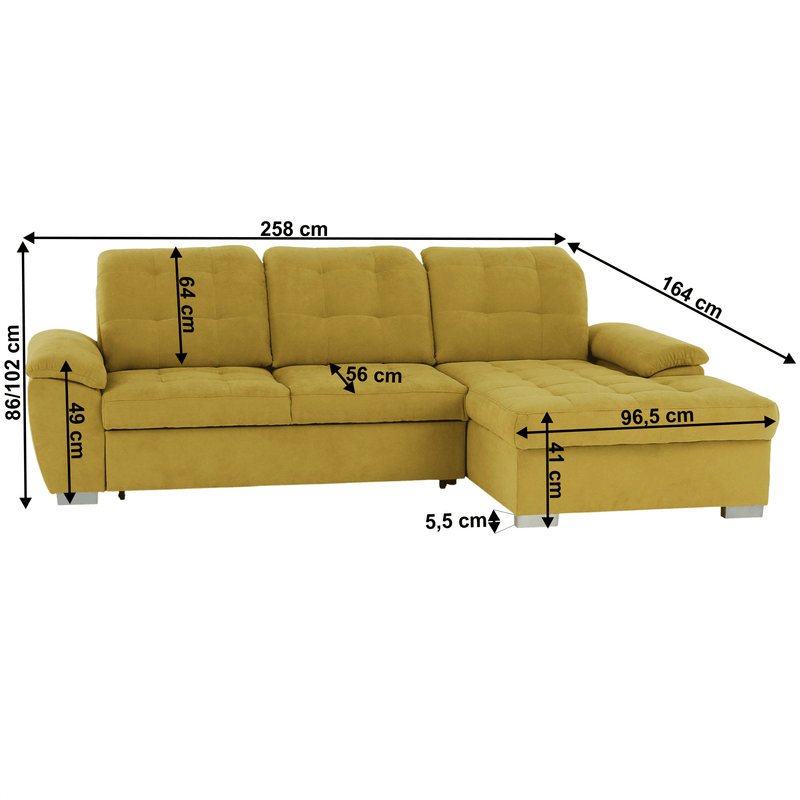 Casa si Gradina - Mobilier - Canapele si coltare - Coltare - Coltar, mustar tesatura, de dreapta, EVANGELIN - Infinity.ro