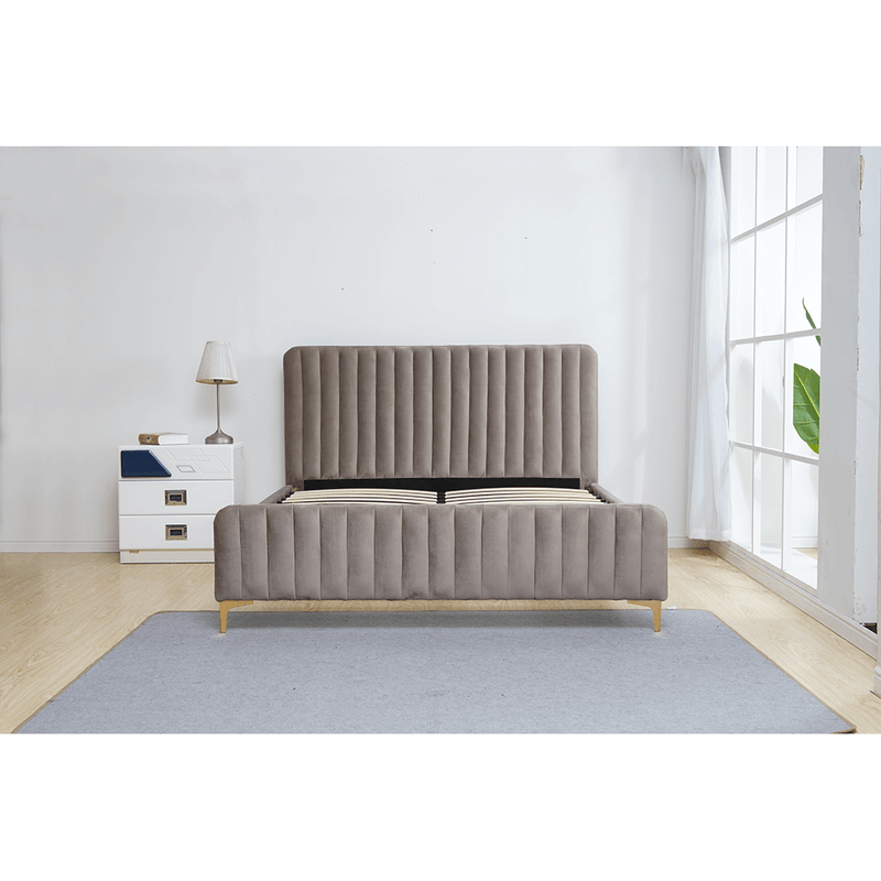 Casa si Gradina - Mobilier - Paturi si accesorii - Paturi - Pat, gri maro Taupe/gold crom auriu, 160x200, KAISA - Infinity.ro