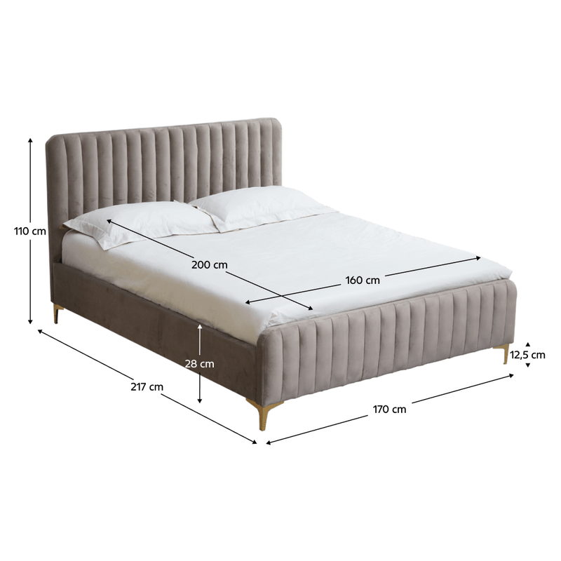 Casa si Gradina - Mobilier - Paturi si accesorii - Paturi - Pat, gri maro Taupe/gold crom auriu, 160x200, KAISA - Infinity.ro