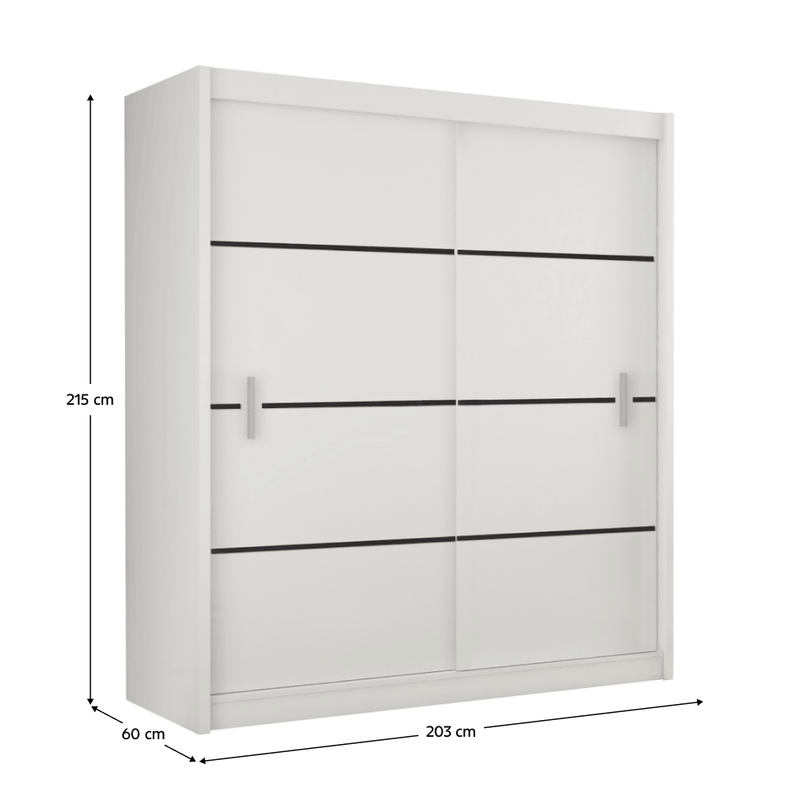 Casa si Gradina - Mobilier - Dulapuri si sifoniere - Dulapuri - Dulap cu usi glisante, alb/negru, MERINA 203 - Infinity.ro