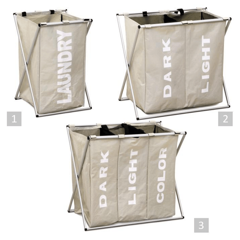 Market - Spalare si intretinere rufe - Uscatoare de rufe si accesorii - Cos de rufe din panza, gri-bej, LAUNDRY TYP 3 - Infinity.ro