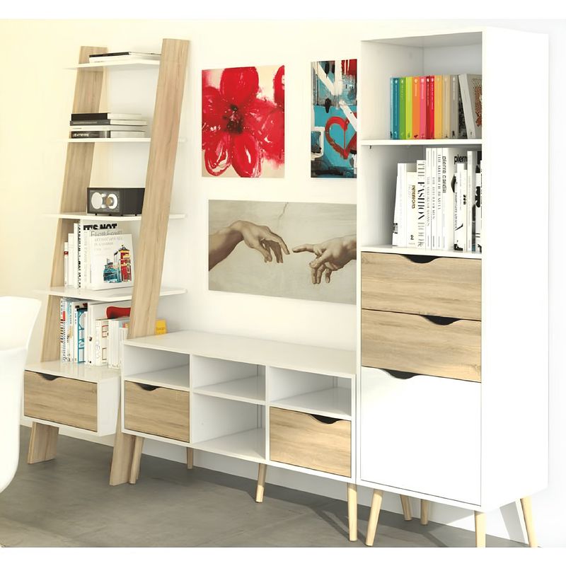 Casa si Gradina - Mobilier - Biblioteci si rafturi - Etajere - Etajera cu sertar, stejar sonoma/alb, OSLO 75385 - Infinity.ro