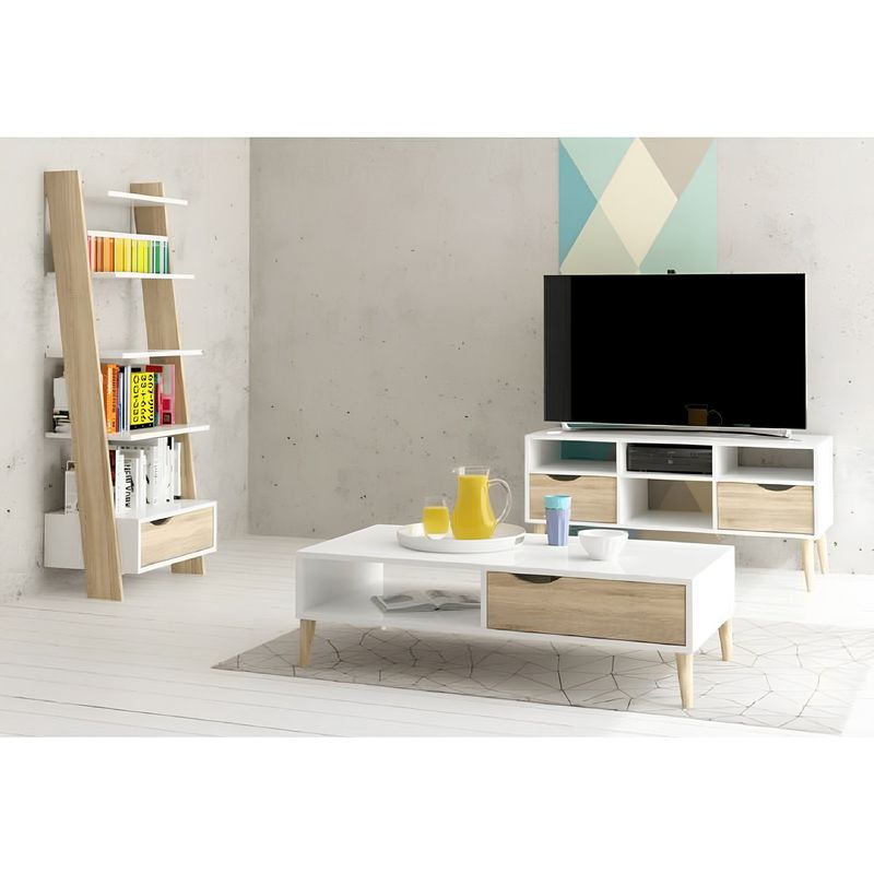 Casa si Gradina - Mobilier - Biblioteci si rafturi - Etajere - Etajera cu sertar, stejar sonoma/alb, OSLO 75385 - Infinity.ro