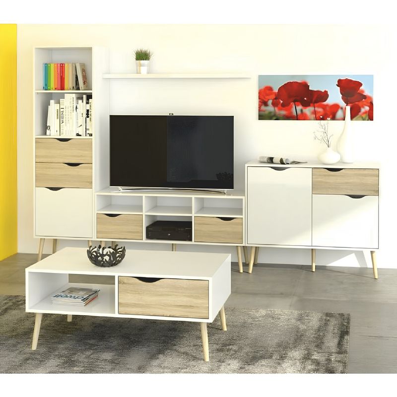 Casa si Gradina - Mobilier - Biblioteci si rafturi - Etajere - Etajera cu sertar, stejar sonoma/alb, OSLO 75385 - Infinity.ro