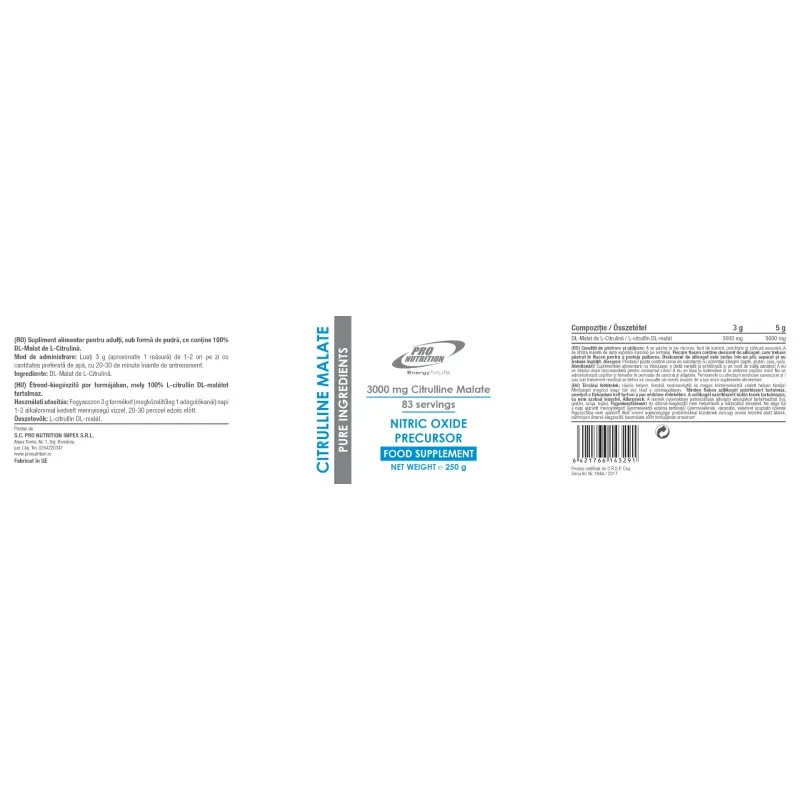 Ingrijire personala si Cosmetice - Sanatate si wellness - Nutritie sportiva - Aminoacizi - Supliment alimentar, Citrulline Malate, 250 g - Infinity.ro