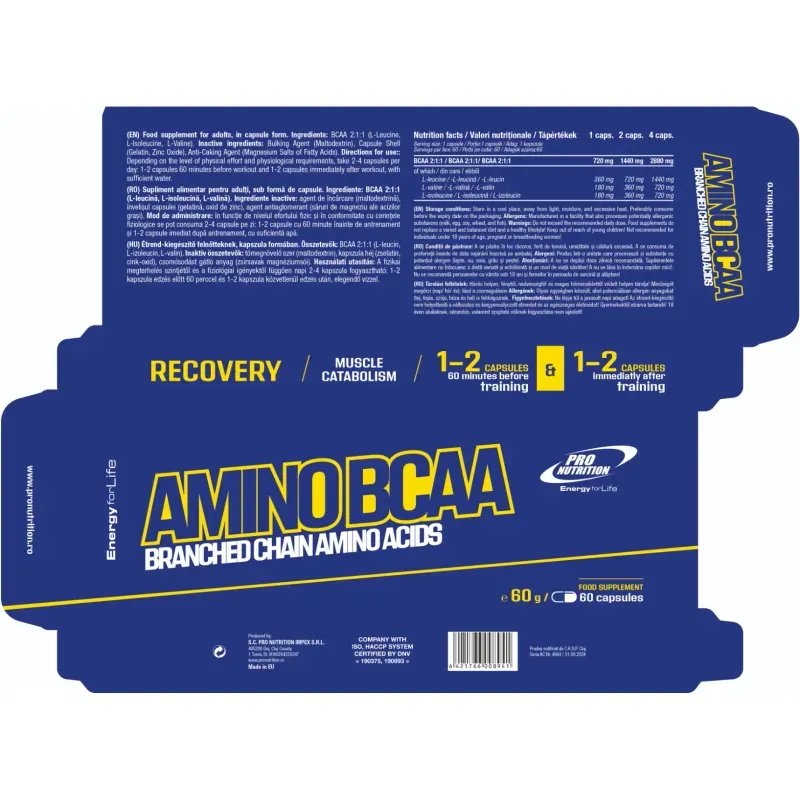 Ingrijire personala si Cosmetice - Sanatate si wellness - Nutritie sportiva - Aminoacizi - Aminoacizi, Amino Bcaa, 60 capsule - Infinity.ro