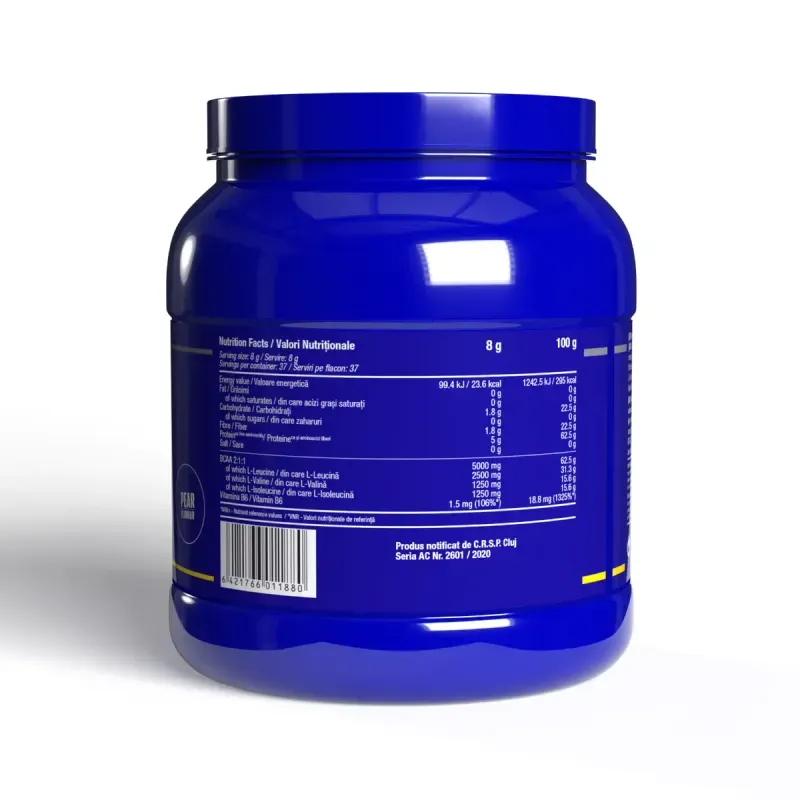 Ingrijire personala si Cosmetice - Sanatate si wellness - Nutritie sportiva - Aminoacizi - Aminoacizi BCAA 2:1:1 & Vitamina B6, Pere, 300g - Infinity.ro