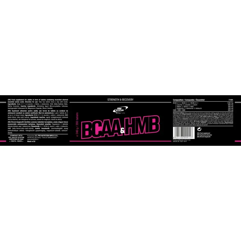 Ingrijire personala si Cosmetice - Sanatate si wellness - Nutritie sportiva - Aminoacizi - Supliment alimentar, Bcaa & Hmb, 200 tablete - Infinity.ro