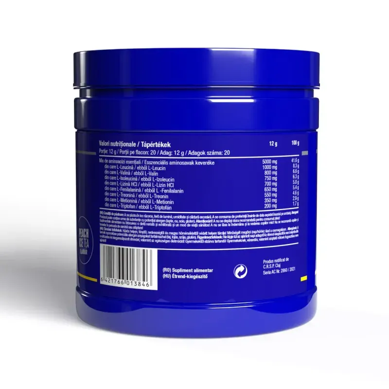 Ingrijire personala si Cosmetice - Sanatate si wellness - Nutritie sportiva - Aminoacizi - Aminoacizi esentiali, Essential Amino Acids, Peach Ice Tea, 250g - Infinity.ro