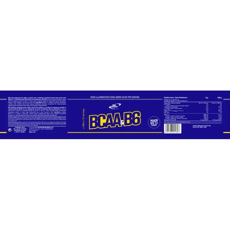 Ingrijire personala si Cosmetice - Sanatate si wellness - Nutritie sportiva - Aminoacizi - Aminoacizi BCAA 2:1:1 & Vitamina B6, Peach Ice Tea, 300g - Infinity.ro
