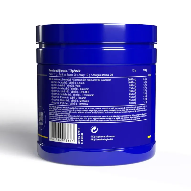 Ingrijire personala si Cosmetice - Sanatate si wellness - Nutritie sportiva - Aminoacizi - Aminoacizi esentiali, Essential Amino Acids, Green Apple, 250g - Infinity.ro