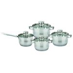 Casa si Gradina - Bucatarie si vesela - Vase pentru gatit - Oale si cratite - Set 8 piese oale Bohmann, otel inoxidabil, cu capac sticla, (1. 9L,2.6L,3.6L,5.5, L) - Infinity.ro